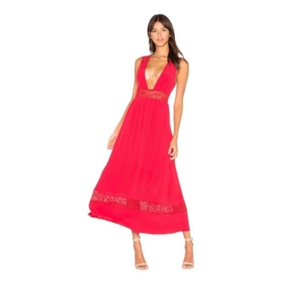 MAJORELLE Revolve Pinewood Red Lace Maxi Dress XS - Picture 1 of 10